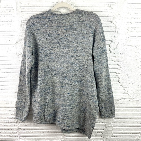 Pure Jill Wool Cashmere Blend Sweater Blue Gray Asymmetric Hem Quiet Luxury M - Picture 10 of 16